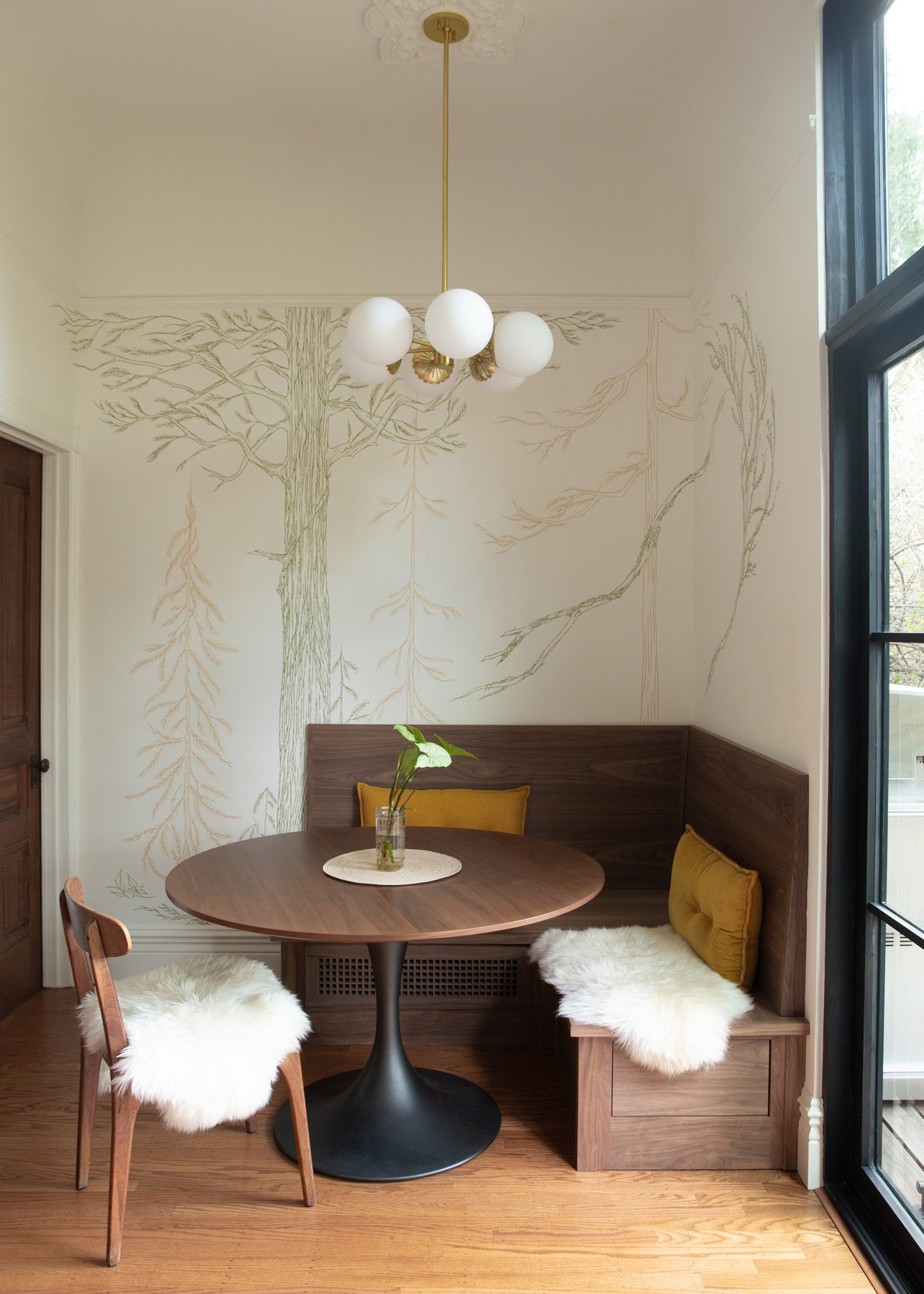 Morton Street Residence hand-painted breakfast nook mural